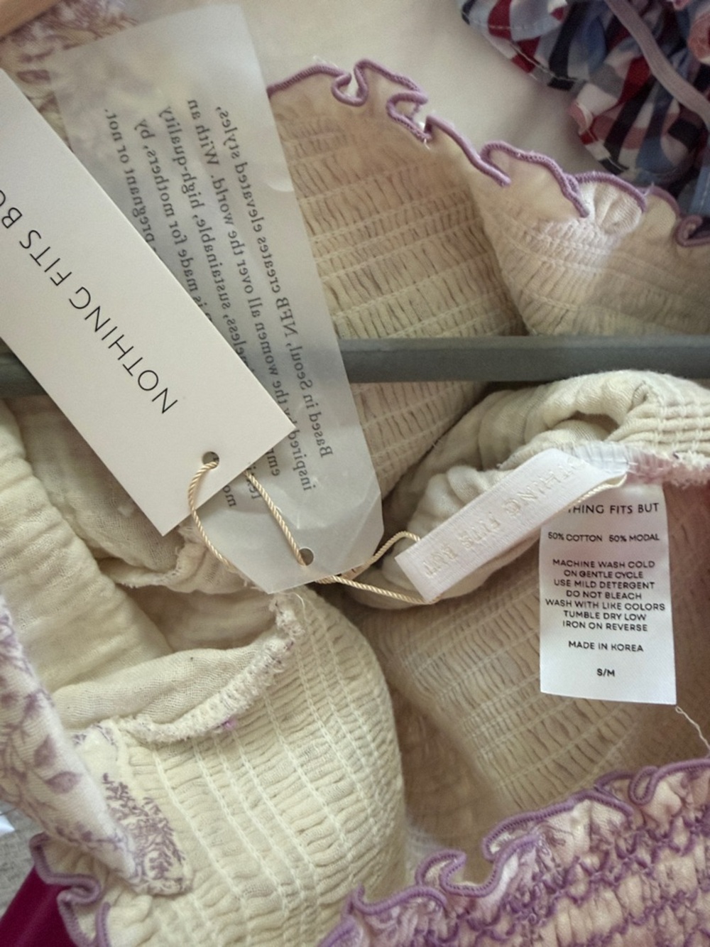 Smocked Floral Maxi Dress in Lavender Cream - Picture 4 of 4